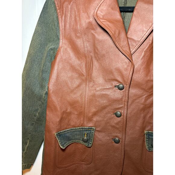 DG2 by Diane Gilman leather and denim jacket vintage size medium - Picture 2 of 5